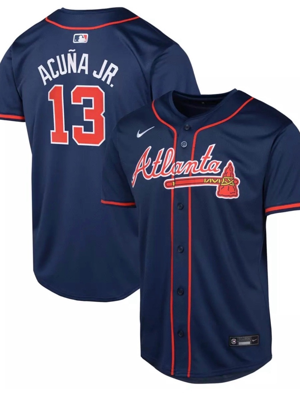 Nike MLB Blue Ronald Acuña Jr. #13 Kids Jersey